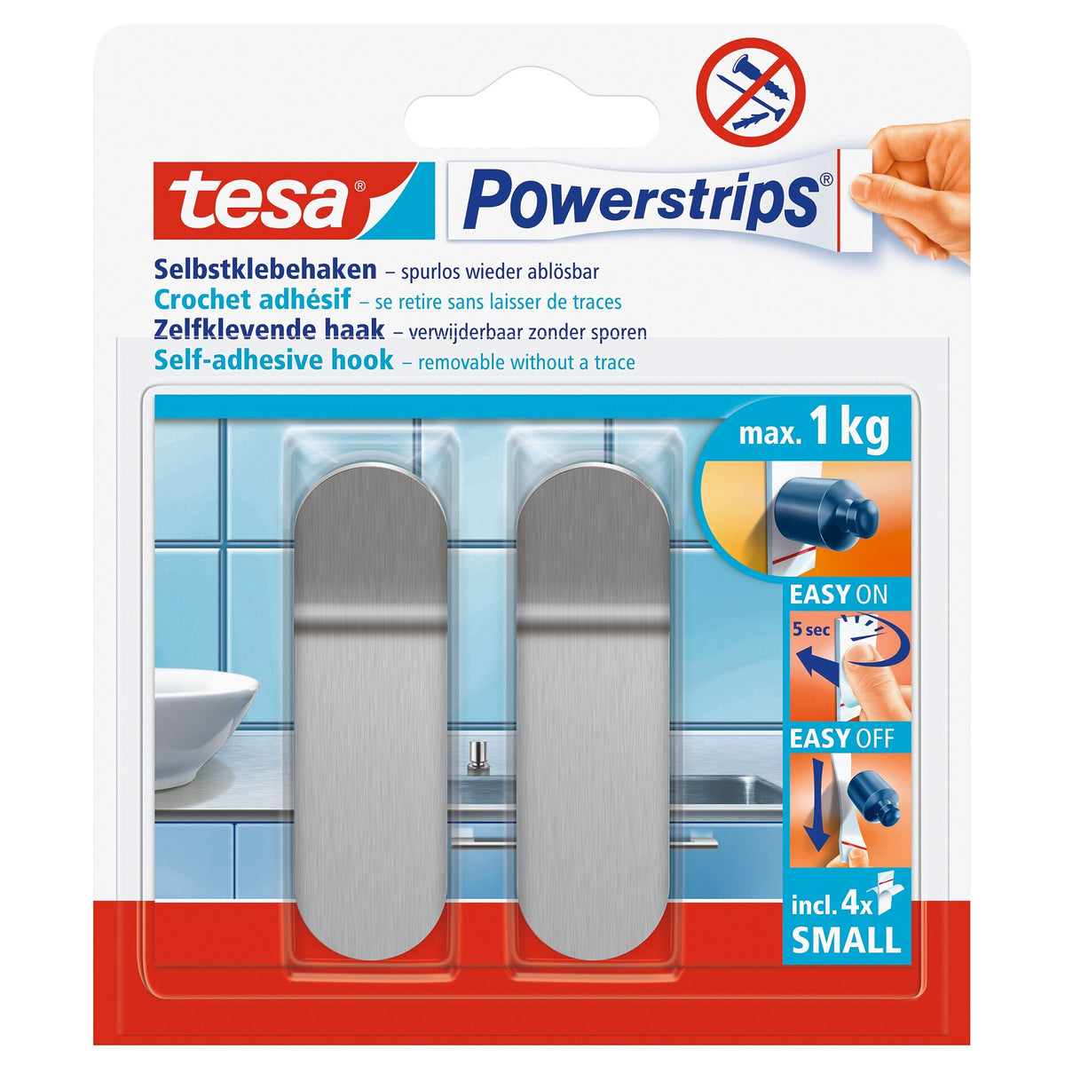 tesa Powerstrips Haken S Metall, weiß