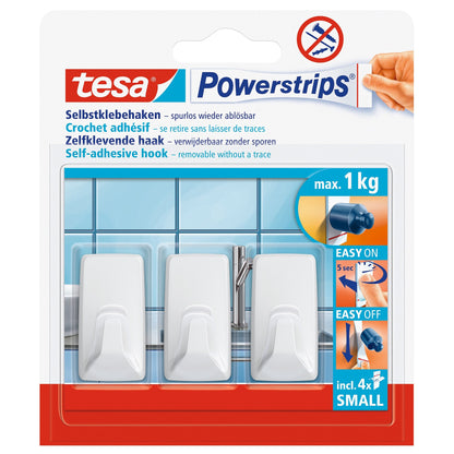 tesa Powerstrips Haken S Eckig weiß
