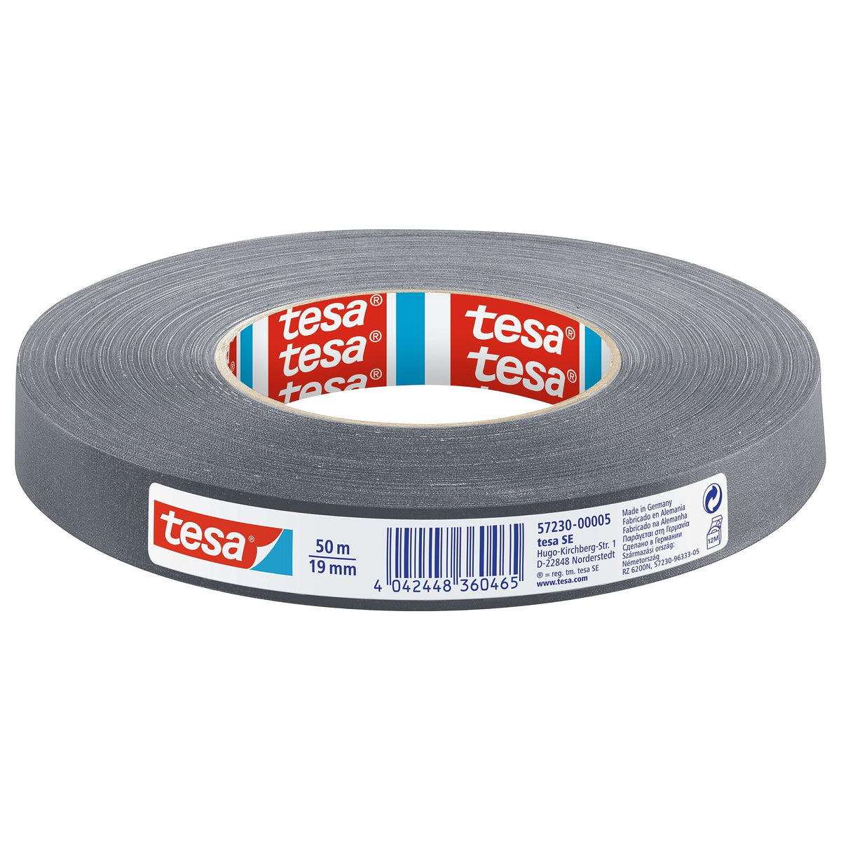 tesa 57230 Gewebeband extra Power Perfect, 50 m x 19 mm grau