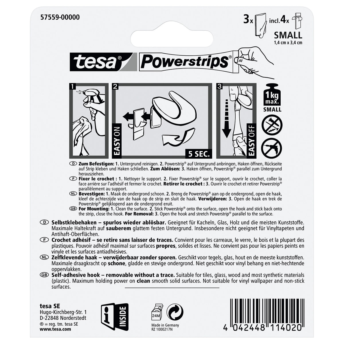 tesa Powerstrips Haken Small Trend weiß