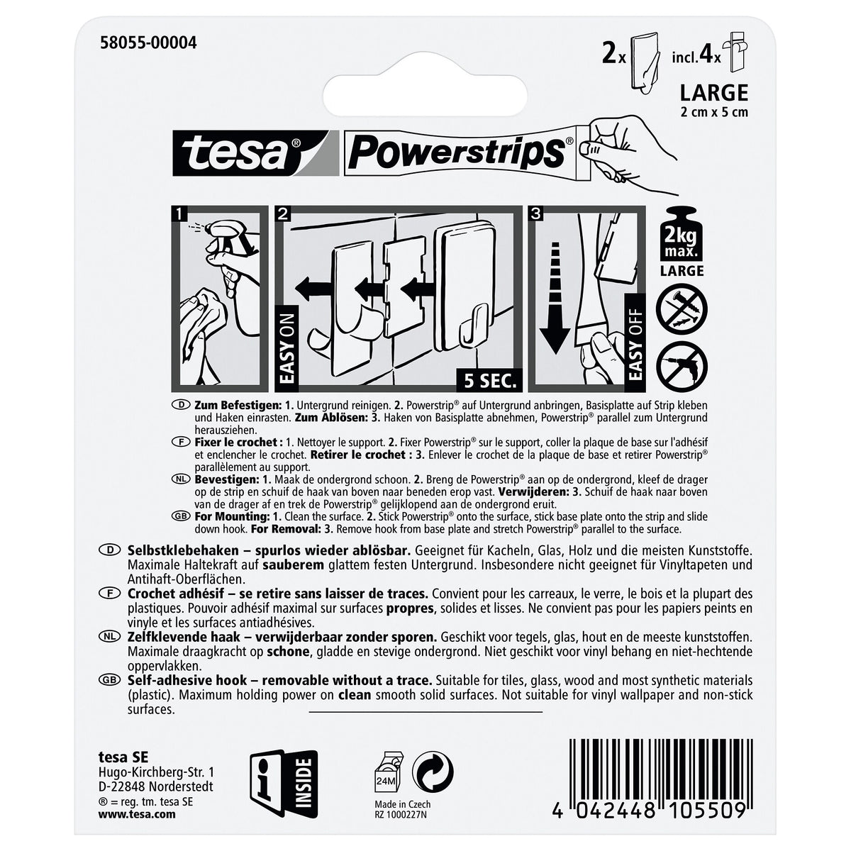tesa Powerstrips Haken Large Trend mattchrom