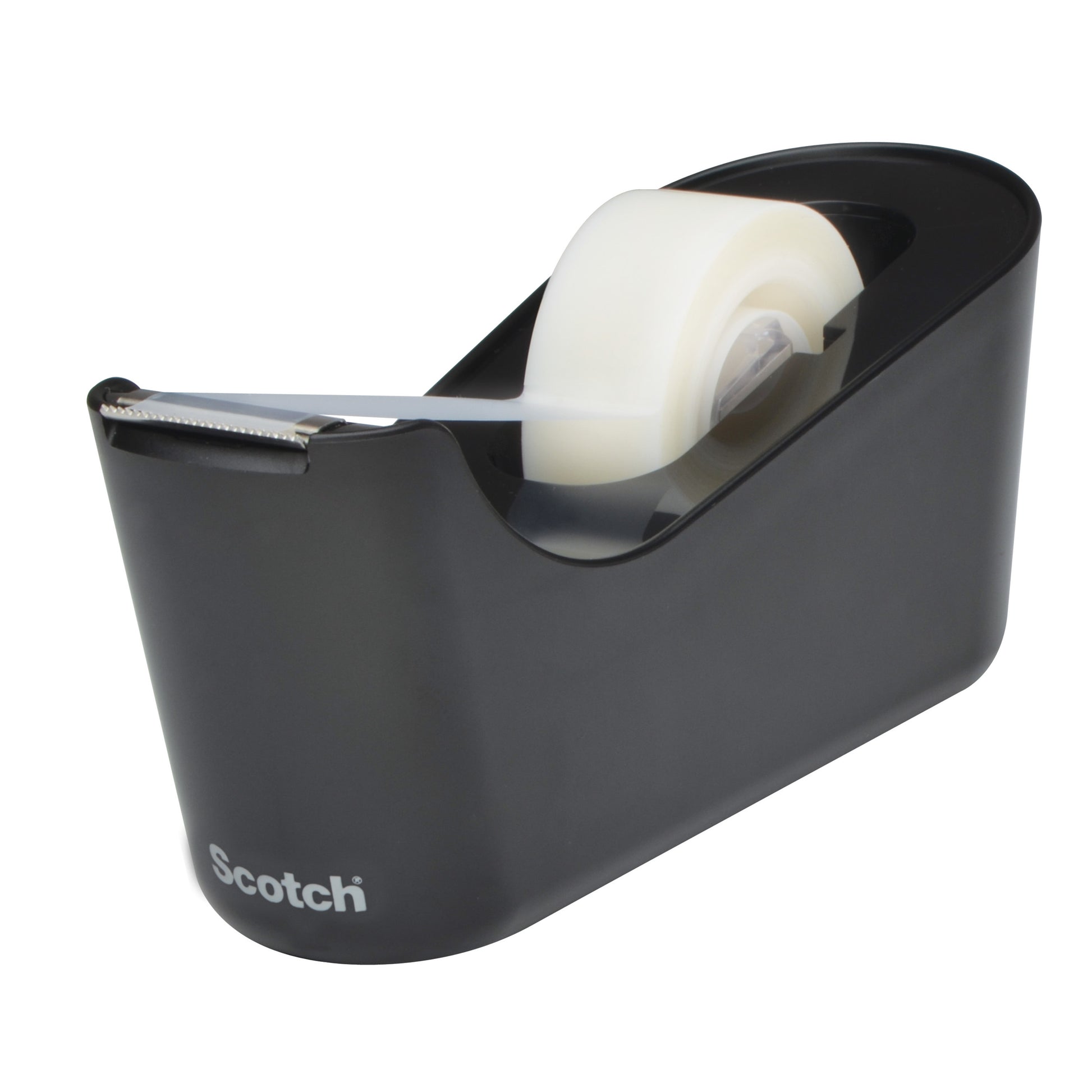 Der Scotch™ Tischabroller C18 in Schwarz von 3M Deutschland GmbH enthält eine Rolle Scotch® Magic™ Unsichtbares Klebeband (1 Stück, Packung) und verfügt über eine Metall-Schneidekante für präzises Abreißen.