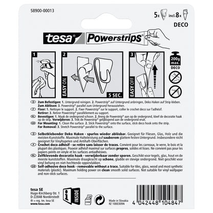 tesa Powerstrips DECO Haken SMALL, transparent