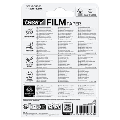 tesafilm PAPER, transparent, im Blister, 33 m x 19 mm