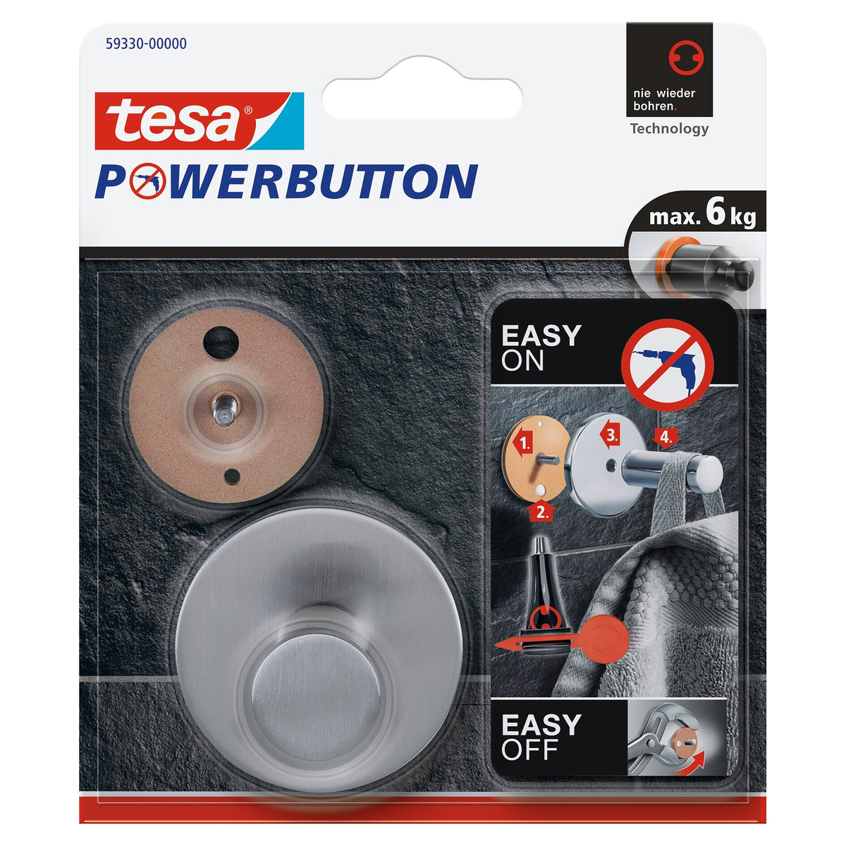 tesa Powerbutton Classic Haken Rund