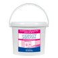 Ein 3,6 kg schwerer weißer Kunststoffeimer von Dr. Schnell SENSOX Wäschehygiene, phosphatfreies Desinfektionspulver, VAH-gelistet, von DR.SCHNELL GmbH & Co. KGaA. Das deutsche Label zeigt rosa Waschmaschinen und einen Griff zum einfachen Tragen.