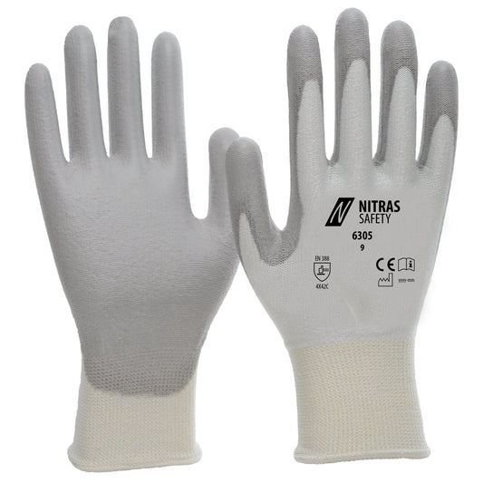 NITRAS Schnittschutzhandschuhe, weiß / grau