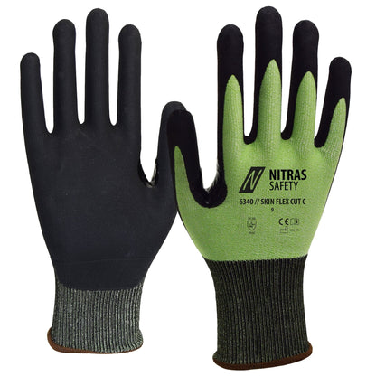 NITRAS SKIN FLEX CUT C, Schnittschutzhandschuhe, grün / schwarz