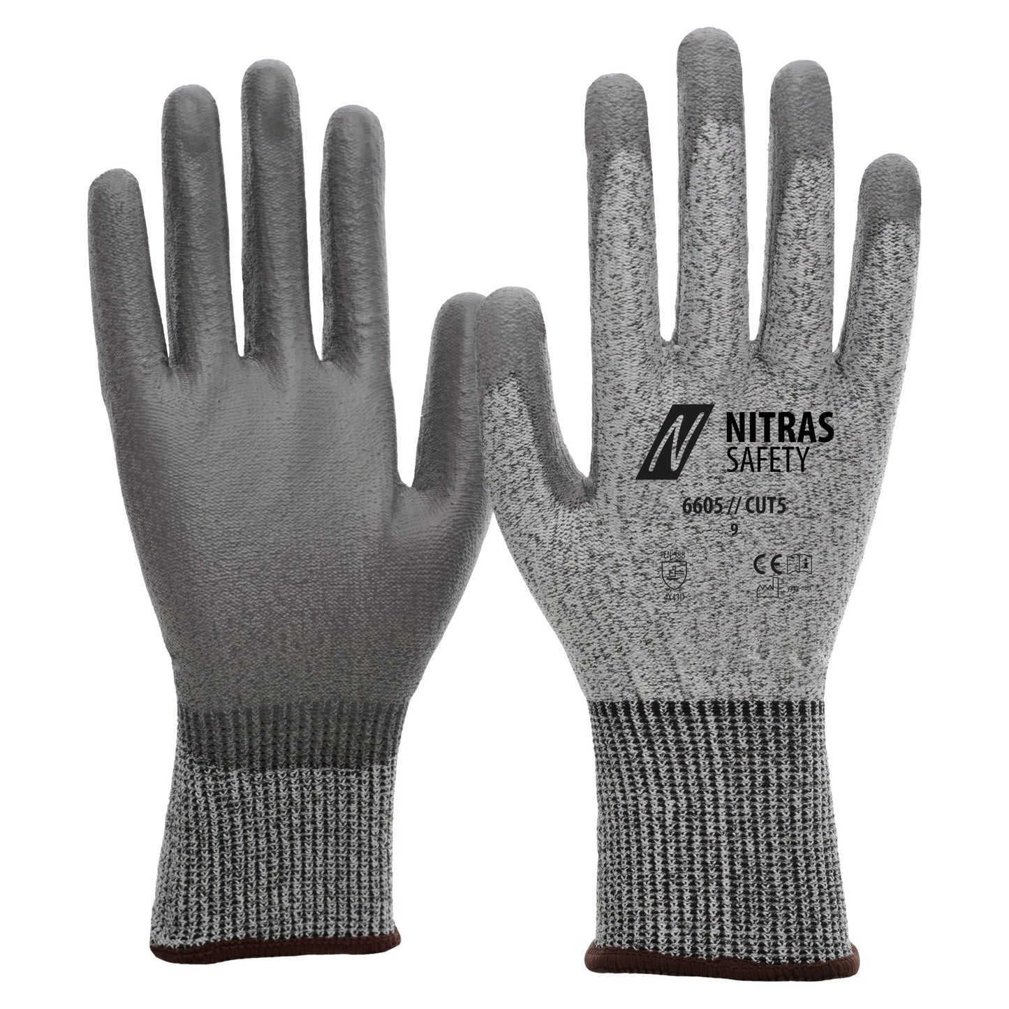 NITRAS CUT D, Schnittschutzhandschuhe, grau / grau