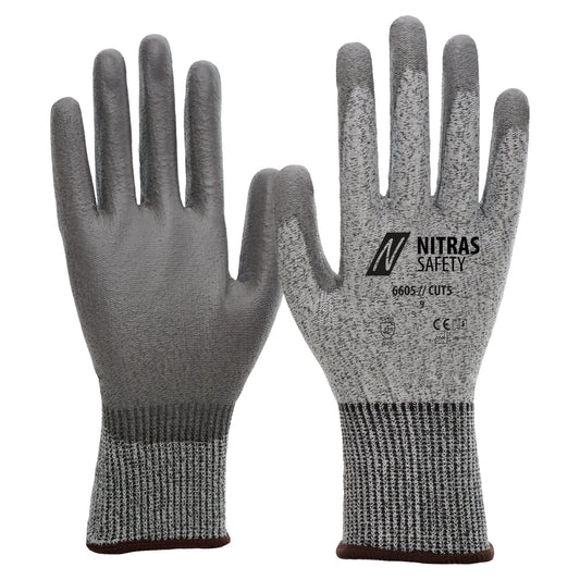 NITRAS CUT D, Schnittschutzhandschuhe, grau / grau