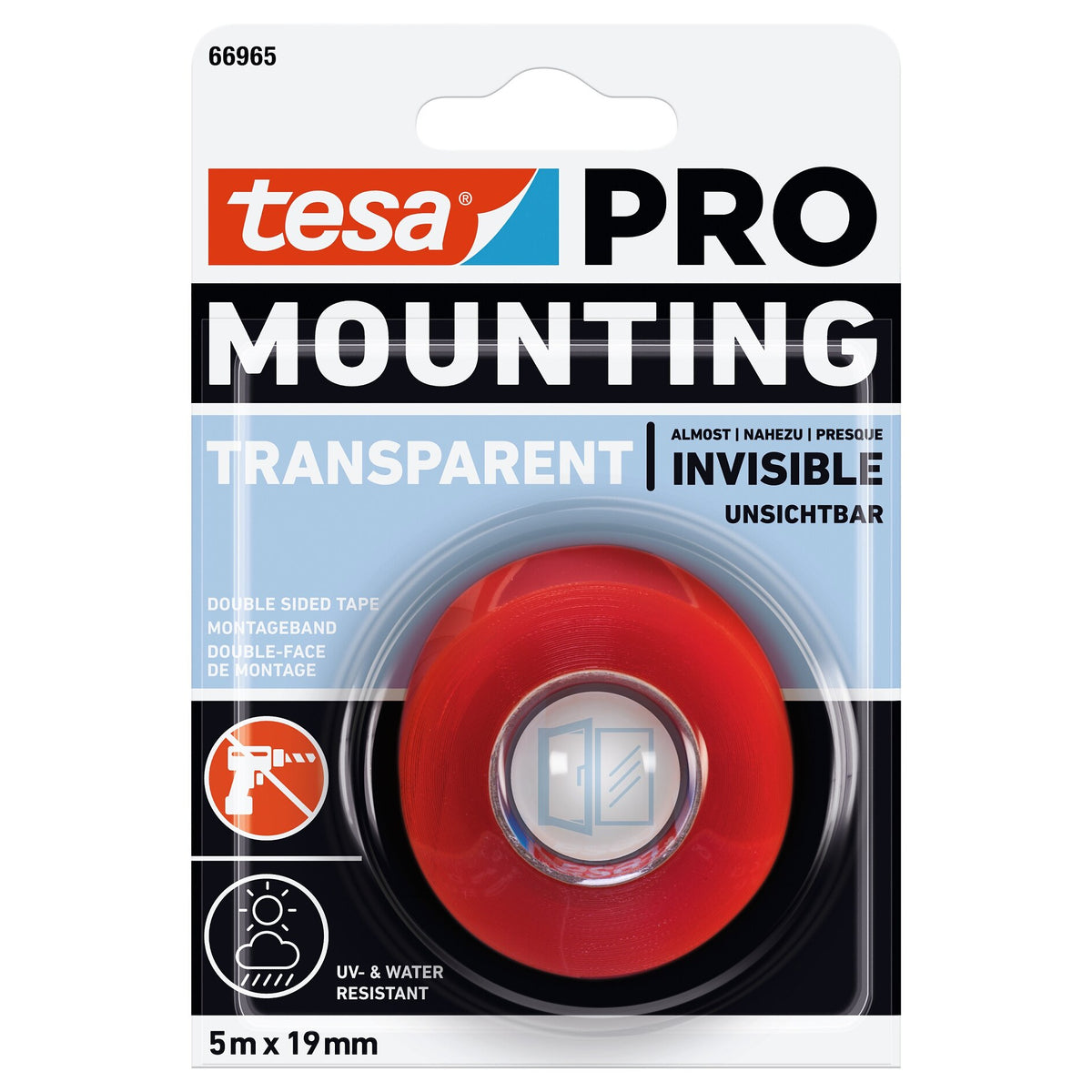 tesa PRO 66965 Mounting Transparent 5 m x 19 mm