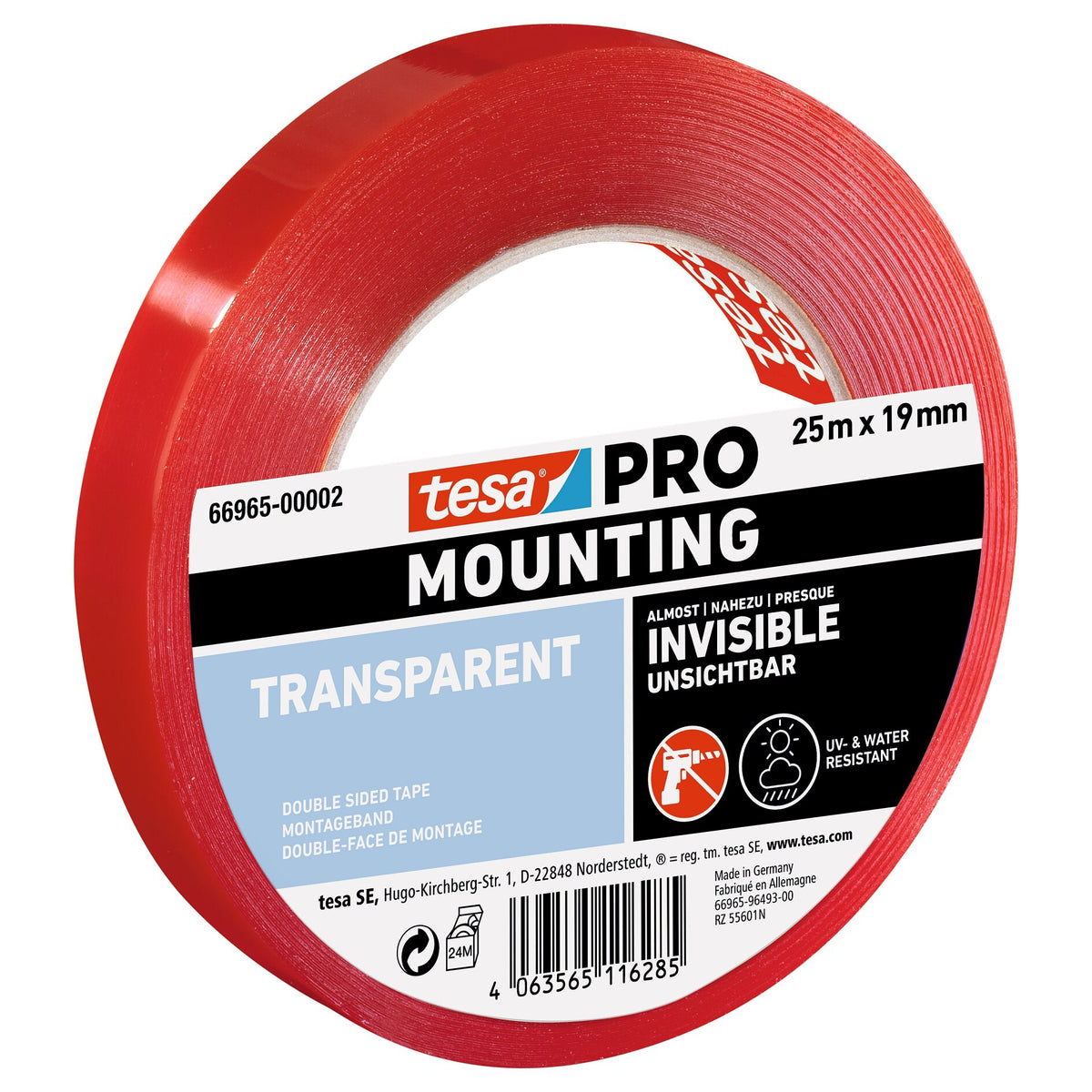 tesa PRO 66965 Mounting Transparent 25 m x 19 mm