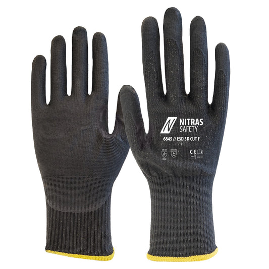 NITRAS ESD 3D CUT F, Schnittschutzhandschuhe, schwarz
