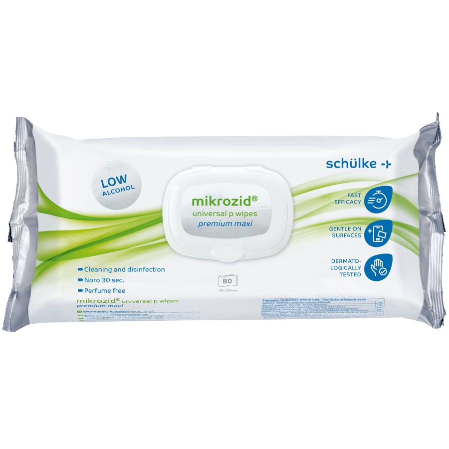 Schülke Desinfektionstücher mikrozid® universal p wipes premium - Premium Maxi | Packung (80 Tücher)