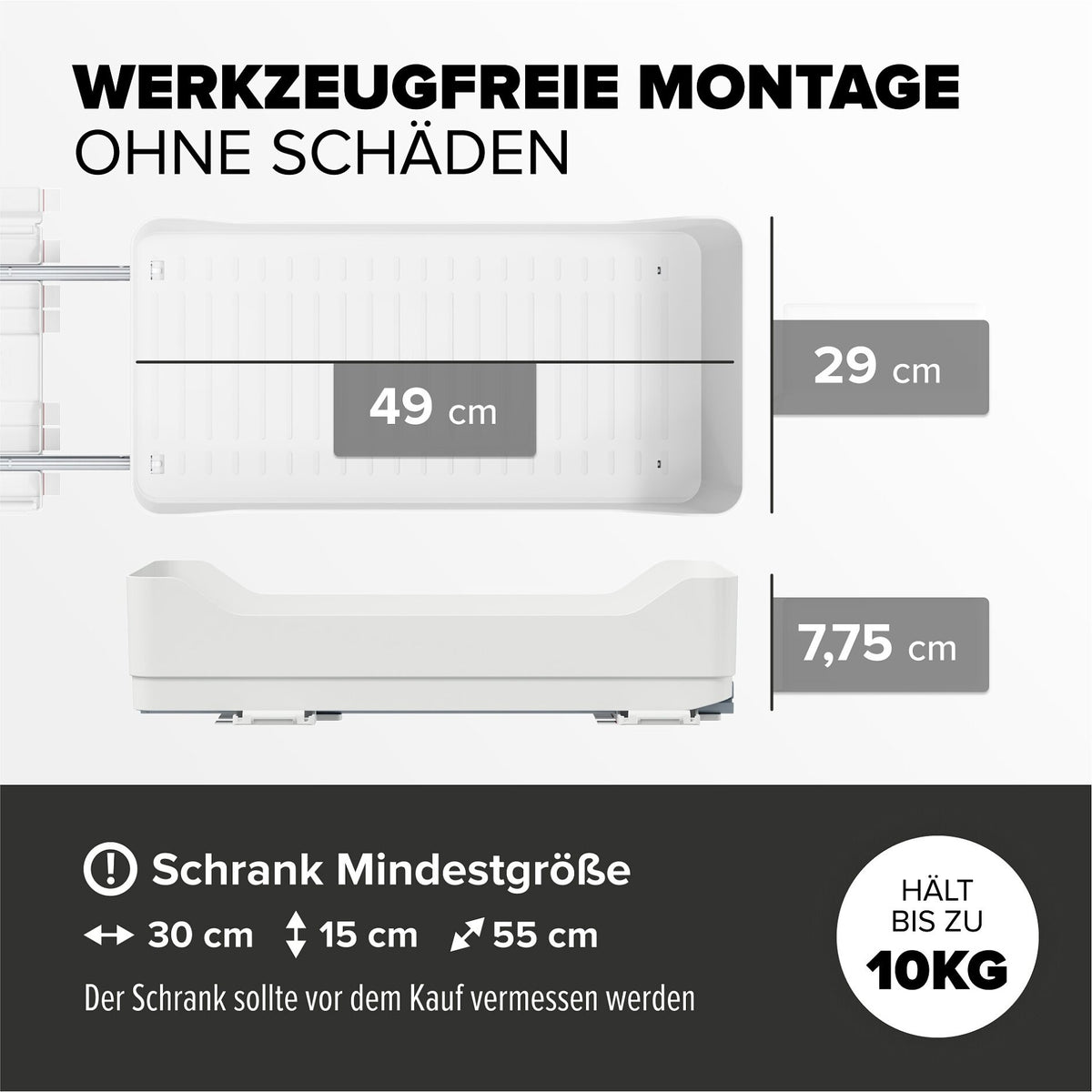 tesa teleskopierbarer Bodenauszug für die Küche, weiß – Produktmerkmale