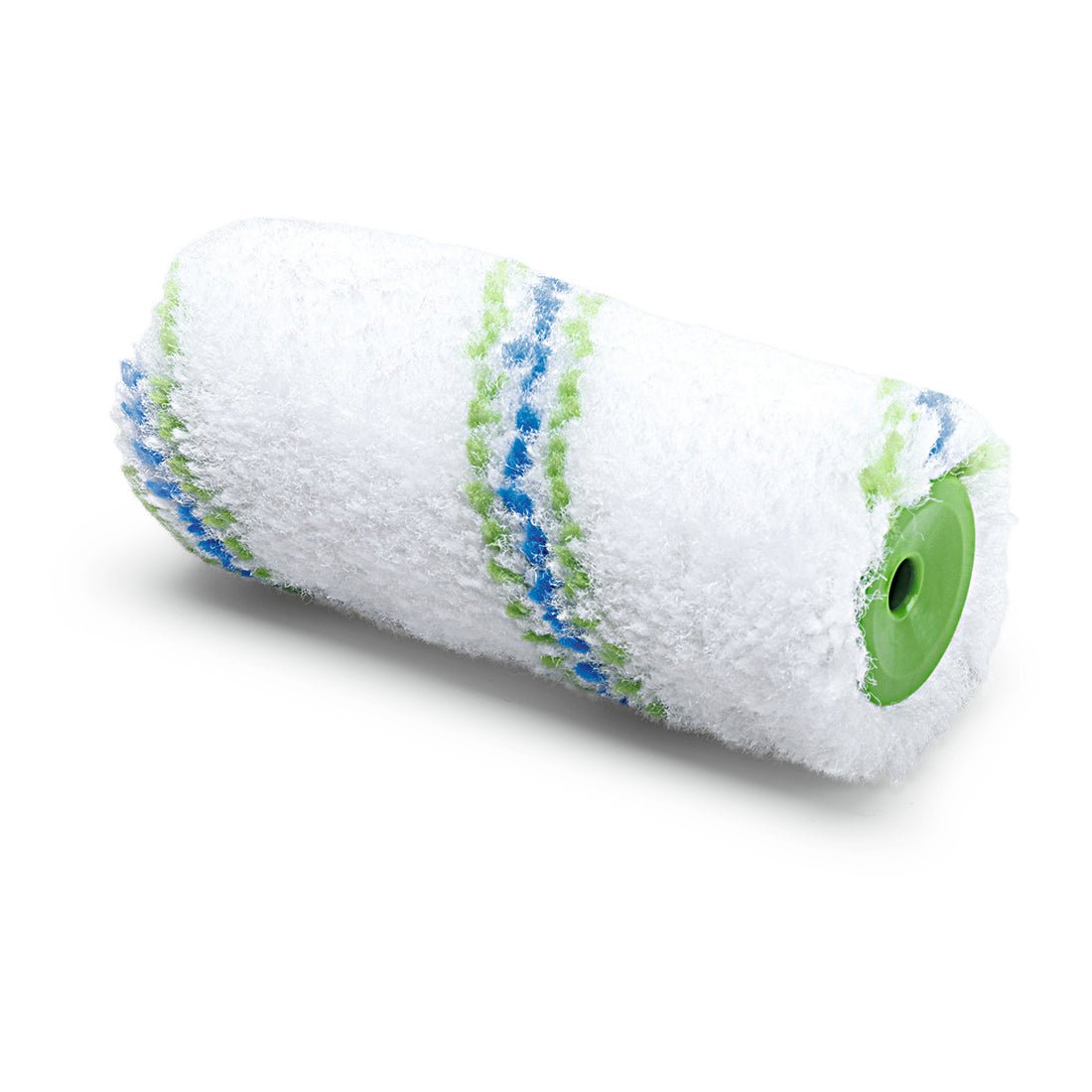 Eine Nölle Profi Brush Meisterflor Kombiwalze, 10 cm lang mit 30 mm Durchmesser und 10 mm Florhöhe von Nölle Profi Brush Bürsten- & Pinseltechnik e.K., liegt auf einer weißen Fläche.