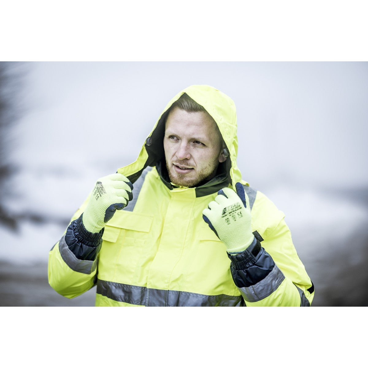 NITRAS WINTER BLOCKER, winter gloves, neon yellow / blue