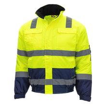NITRAS MOTION TEX VIZ, Warn-Pilotenjacke, neongelb / marineblau