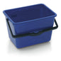 The Nölle Profi Brush paint bucket 14 liters from Nölle Profi Brush brush & paintbrush technology e.K. is a rectangular, blue bucket with a black handle and side grooves - ideal for painting and renovations.