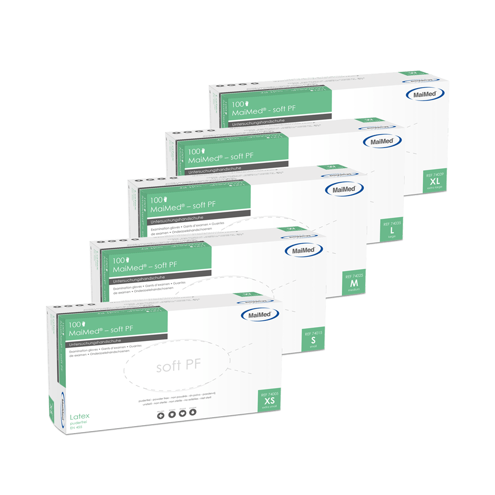 MaiMed-soft PF latex examination gloves non-sterile powder-free 100 pieces/box
