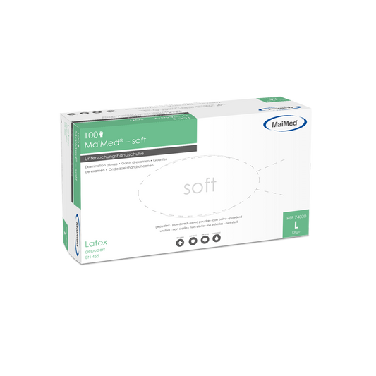 MaiMed-soft Latex-Untersuchungshandschuhe unsteril, gepudert zu 100 St./Box