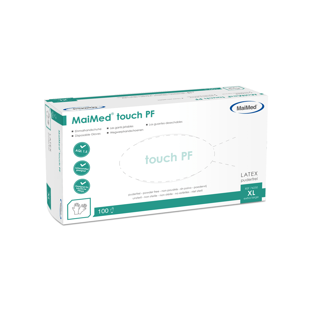 MaiMed touch PF Einmal-Latexhandschuhe, puderfrei, 100 St./Box