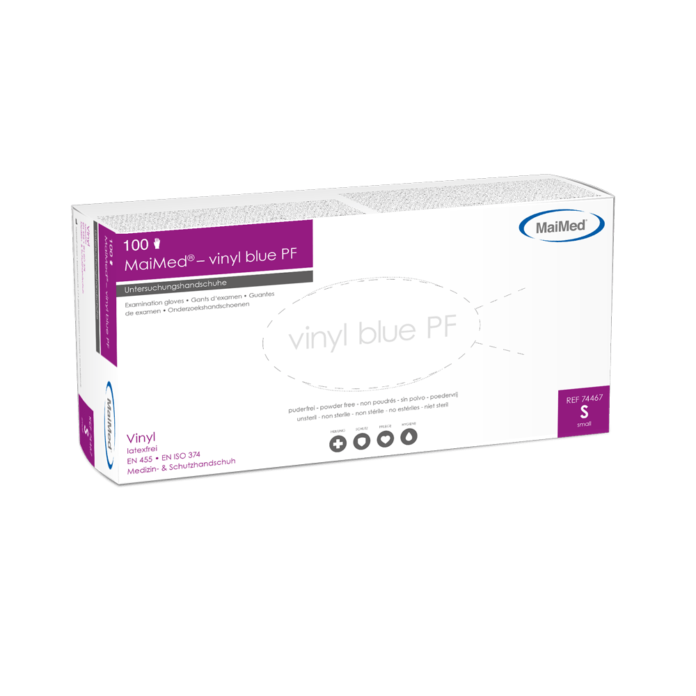 MaiMed-vinyl blue PF, non-sterile, powder-free vinyl examination gloves 100 pieces/box