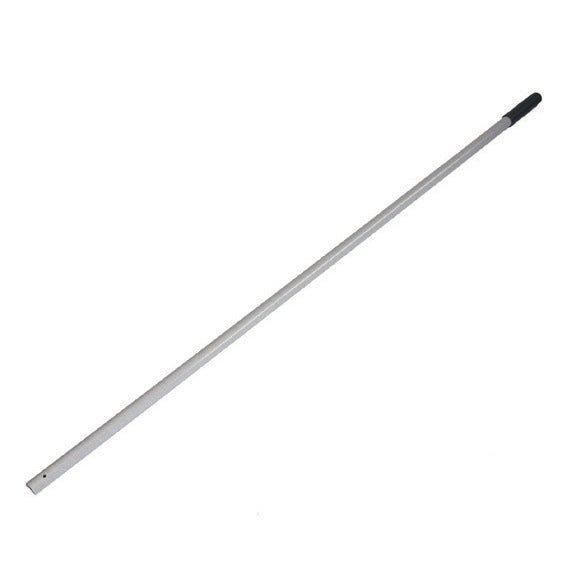 Der Diversey Deutschland Kunststoffstiel, glasfaserverstärkt, 140 cm (1 Stück) hat einen weißen Stiel mit schwarzem Griff und zwei Löchern - ein langlebiges Werkzeug für den täglichen Gebrauch.