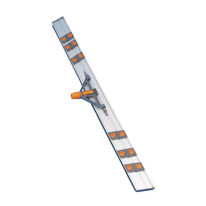 The TASKI Lamello Dust/Wet Mop 1 piece from Diversey Deutschland GmbH & Co. OHG is a long, rectangular aluminum tool with orange handles and attachments, ideal for leveling and smoothing surfaces such as concrete.