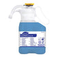 A 1.4-liter bottle of Diversey TASKI Sprint Flower SD deodorizing maintenance cleaner (blue liquid) is equipped with a handle, a nozzle, and a multilingual label. Brand: Diversey Deutschland GmbH & Co. OHG.