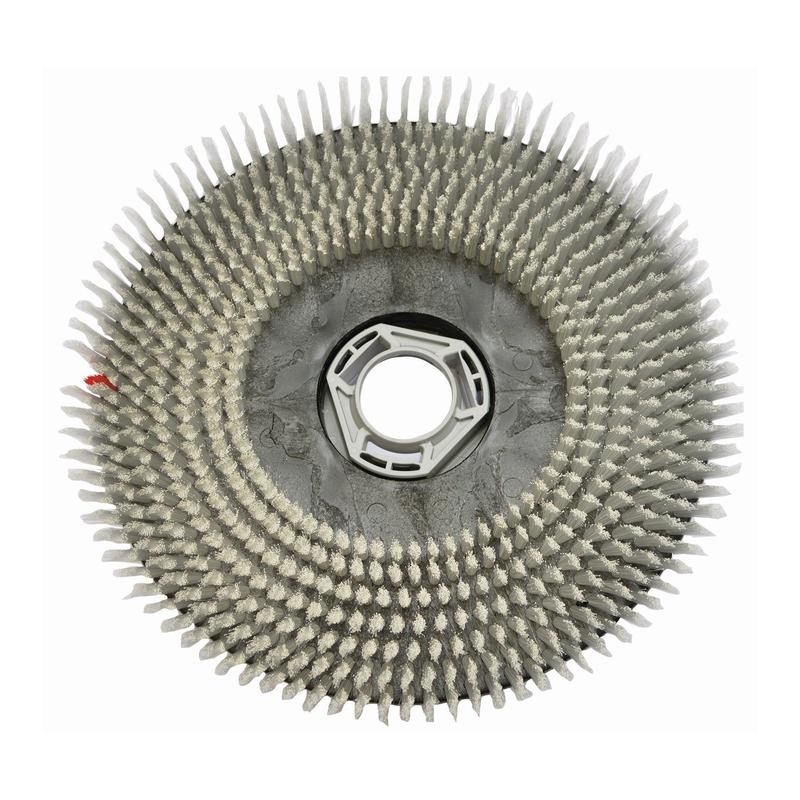 The scrub brush exposed aggregate (38 cm) from Diversey Deutschland GmbH & Co. OHG is a hard, round scrub brush that is ideal for swingo XP R machines. It is equipped with dense bristles and a central plastic hub. Packaging: 1 piece.