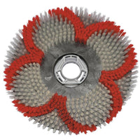 The Diversey Water-Saving Scrub Brush (38 cm) for the swingo XP R has gray bristles, a spiral of red bristles, and a central plastic hub—ideal for eco-friendly cleaning. Sold as 1 piece per package.
