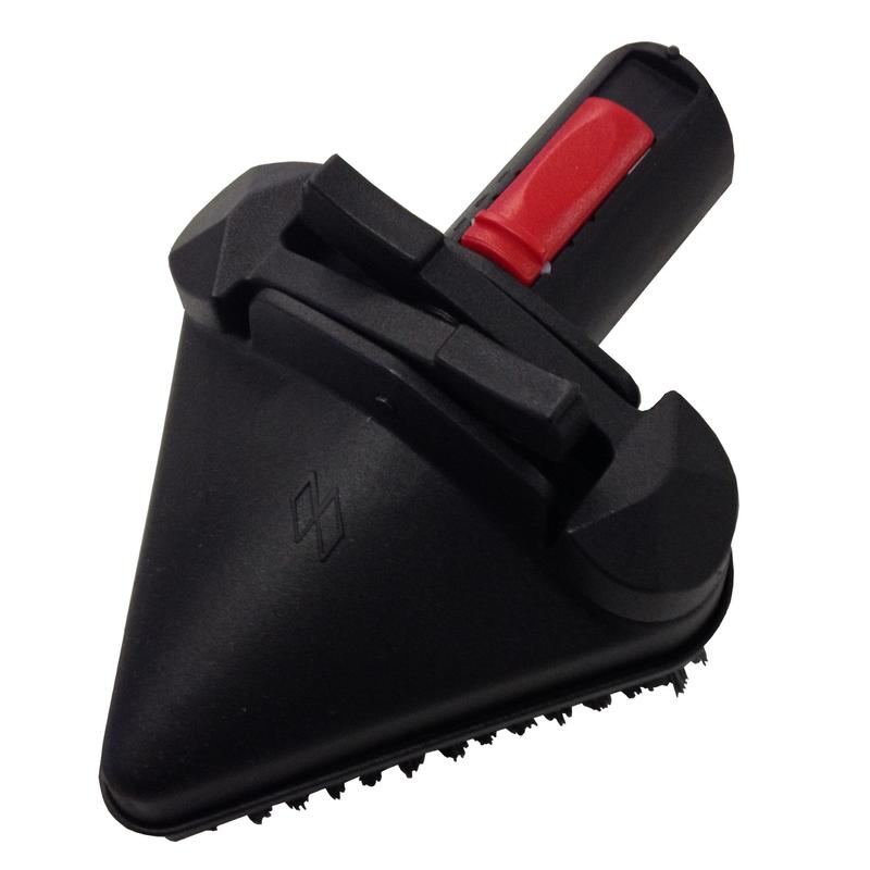 The triangular brush for the TASKI SO4 from Diversey Deutschland GmbH & Co. OHG (170mm, 1 piece) is ideal for cleaning corners and hard-to-reach areas, suitable for TASKI SO4, with small bristles and a red button.