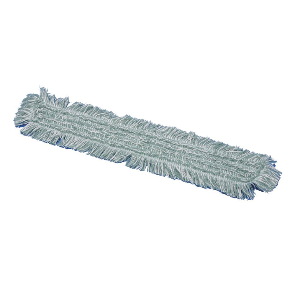 The TASKI Jonmaster Ultra HD Dry Mop from Diversey Deutschland GmbH & Co. OHG is a rectangular, light blue mop head with white fringes designed to be attached to a mop frame—perfect for professional cleaning and effective floor care.
