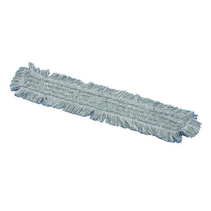 The TASKI Jonmaster Ultra HD Dry Mop from Diversey Deutschland GmbH & Co. OHG is a rectangular, light blue mop head with white fringes designed to be attached to a mop frame—perfect for professional cleaning and effective floor care.