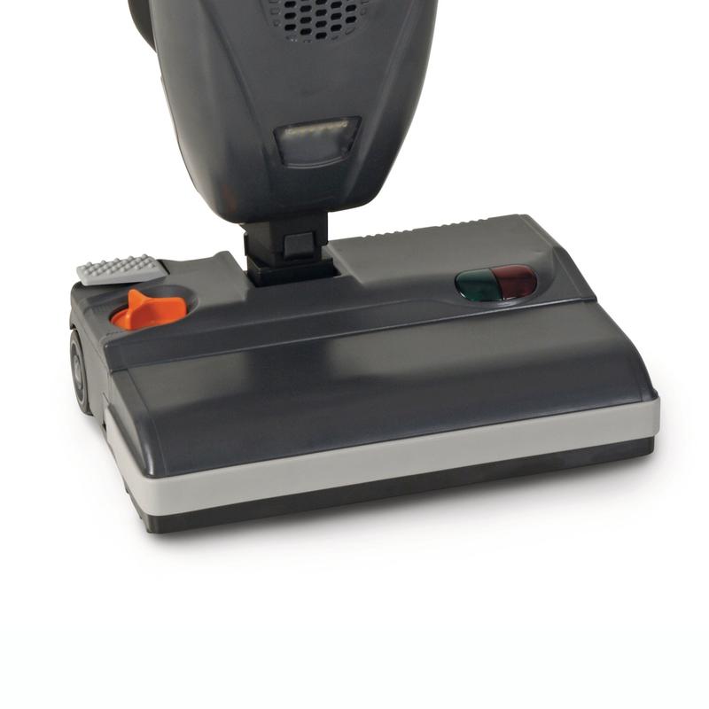 Close-up of the TASKI AERO UP Power Brush Head Floor Vacuum Cleaner by Diversey Deutschland GmbH & Co. OHG, featuring highlighted control buttons and wheels on a white background - ideal for effective cleaning. Package: 1 piece.