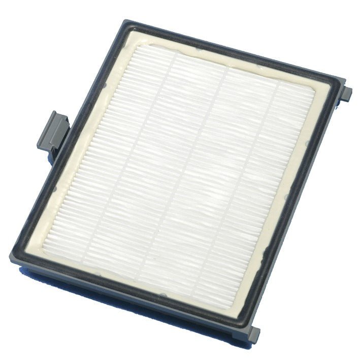 The HEPA exhaust filter H13 from Diversey Deutschland GmbH & Co. OHG features a white pleated filter element in a black plastic frame, depicted at an angle on a plain white background. Suitable for ergodisc vacuum units, it is delivered in a package containing 1 piece.