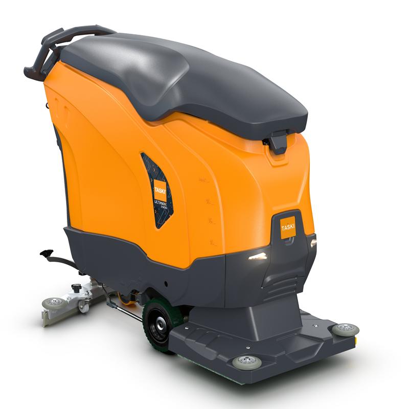 Die TASKI ULTIMAXX 2900 OB50 Performance von Diversey Deutschland ist eine aufrechte orange-graue Scheuersaugmaschine der nächsten Generation mit Radantrieb, 63-Liter-Tank und 50-cm-Orbital, konzipiert für den industriellen oder gewerblichen Einsatz.