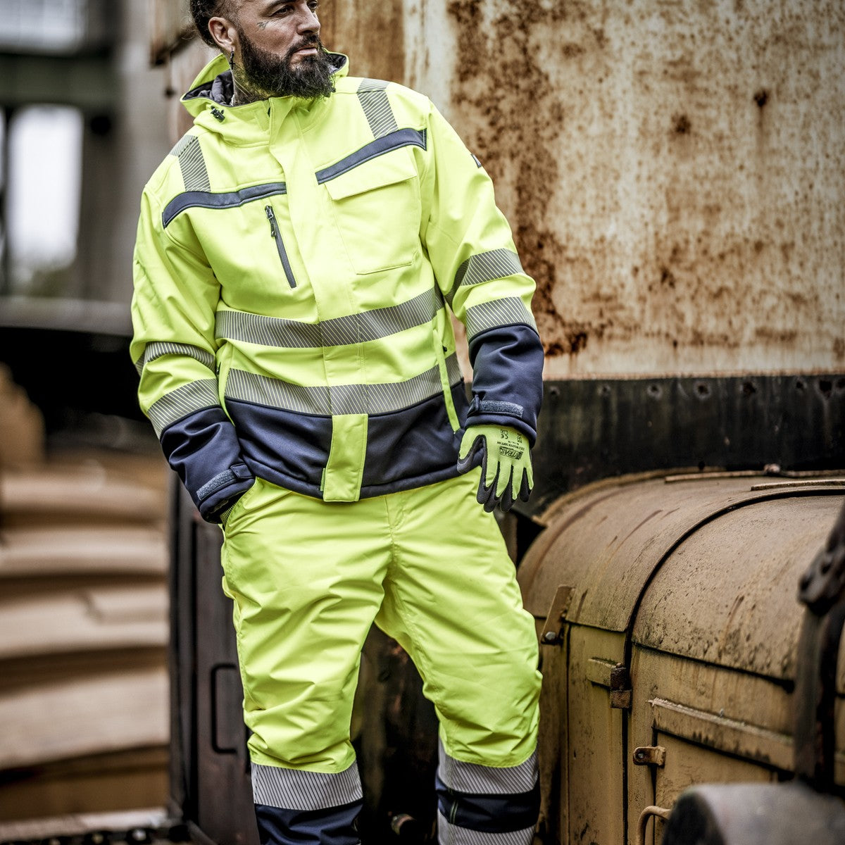 NITRAS MOTION TEX VIZ PLUS, Winter-Warnschutz-Softshelljacke