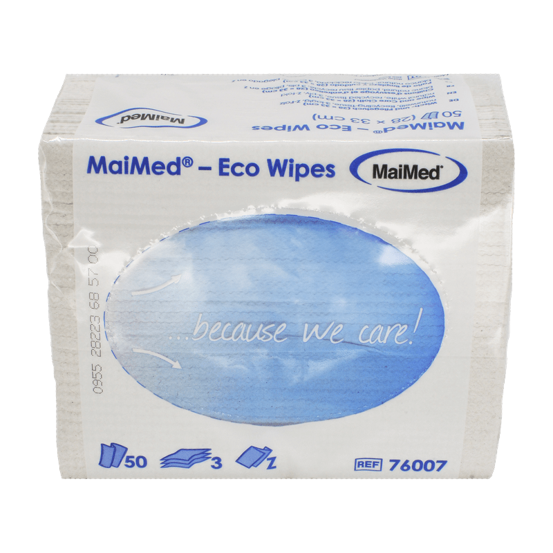 MaiMed- Eco Wipes - wiping & care cloth, 28x33cm recycled tissue, natural white, 3-ply, 50 pieces/pack | Pack (50 pieces)