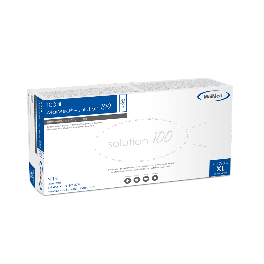 MaiMed-solution 100 white non-sterile, pf latex-free glove, white, 100 pieces/box