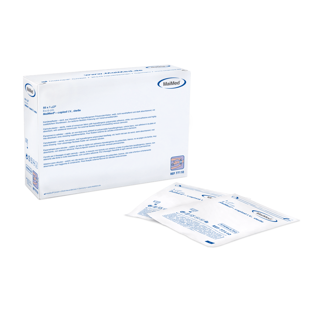 MaiMed-caplast I.V. sterile 8x6cm cannula plaster with wound pad 50x1pc/box | Box (50 pieces)