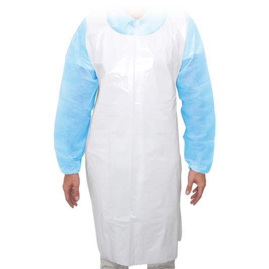 MaiMed-Apron Light PE, Schürze aus PE 75x120cm weiß, 100 St./Pack, geblockt, glatte Oberfläche  | Packung (100 Stück)