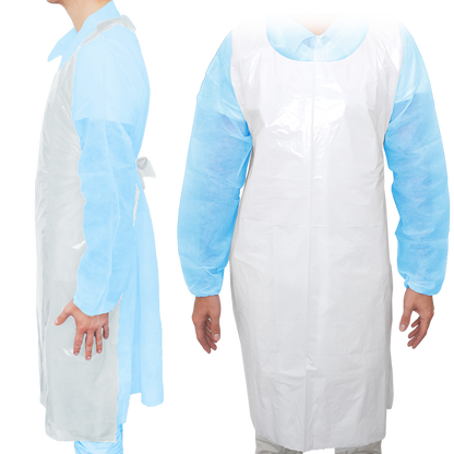 MaiMed-Apron Light PE, apron made of PE 75x120cm white, 100 pieces/pack, blocked, smooth surface | Pack (100 pieces)