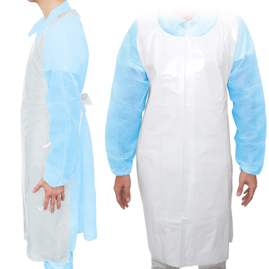 MaiMed-Apron Light PE, Schürze aus PE 75x120cm weiß, 100 St./Pack, geblockt, glatte Oberfläche  | Packung (100 Stück)