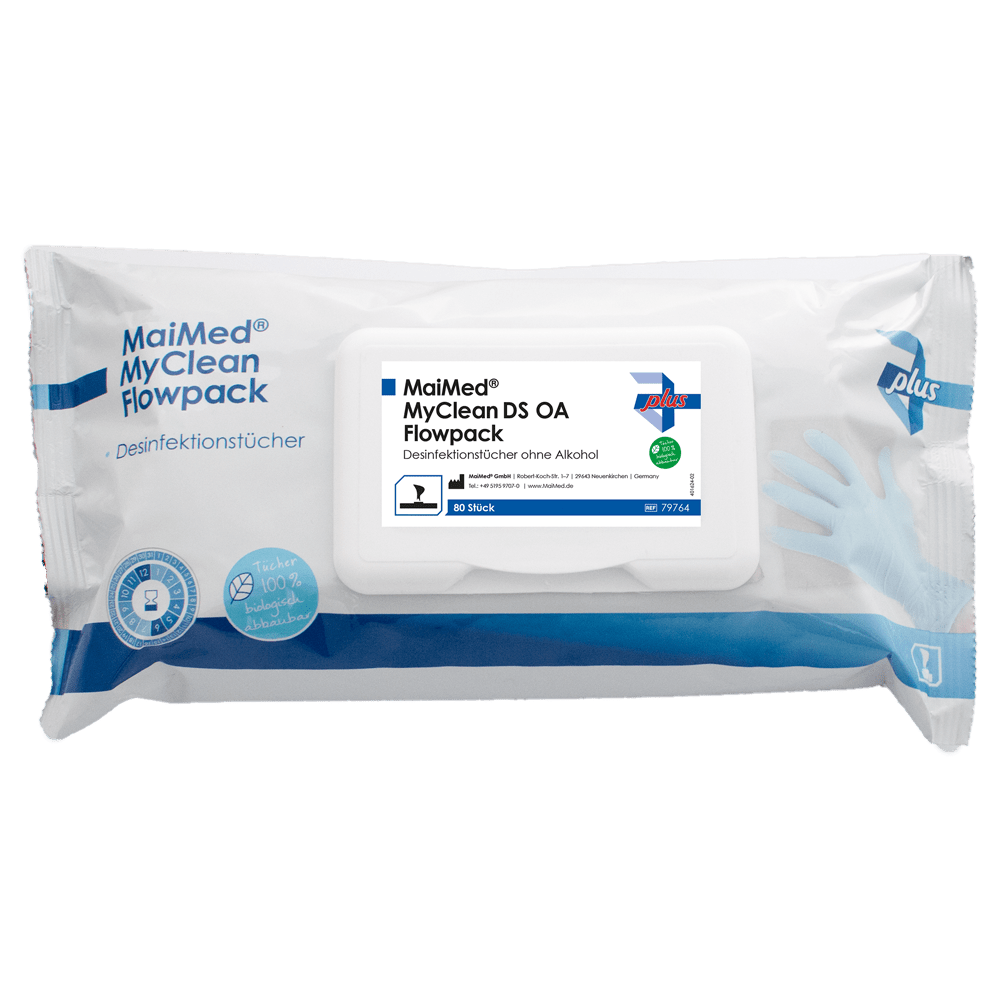 MaiMed MyClean DS OA Flowpack, 80 Blatt 20x20 cm, getränkte Tücher | Packung (80 Stück)