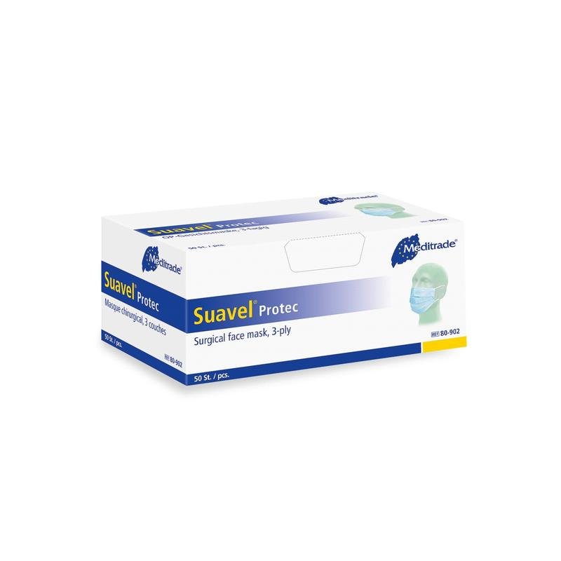 Suavel® Protec OP-Maske mit elastischen Ohrschlaufen, blau, Typ IIR | Packung (50 Stück)