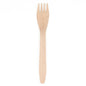 A single PAPSTAR wooden fork "pure" (16.5 cm, eco-friendly and sturdy) from PAPSTAR GmbH with four prongs is seen against a white background.