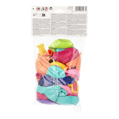 Ein klarer Beutel der PAPSTAR GmbH enthält 50 sortierte "Trend"-Luftballons Ø 25 cm, ideal als Partyzubehör. Auf der Oberseite befindet sich ein weißes Etikett mit Produktinfos und Sicherheitshinweisen.