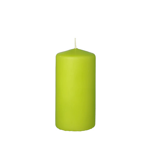 The PAPSTAR pillar candle Ø 50 mm, 100 mm from PAPSTAR GmbH made of high-quality wax with a smooth surface and a short, centrally placed wick is ideal for stylish decoration on a white background.